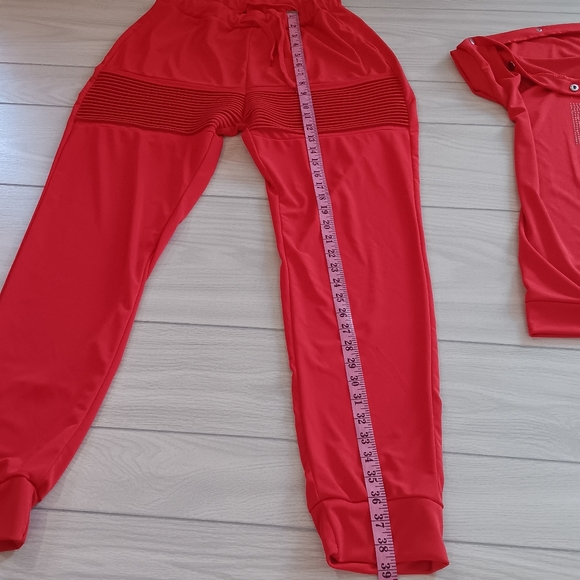 Plus size Diamond Letter Breasted One-Word Collar Loose Two-Piece Set - Picture 14 of 16